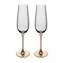 jogo 2 taças de champanhe de vidro com haste ambar classic 230ml