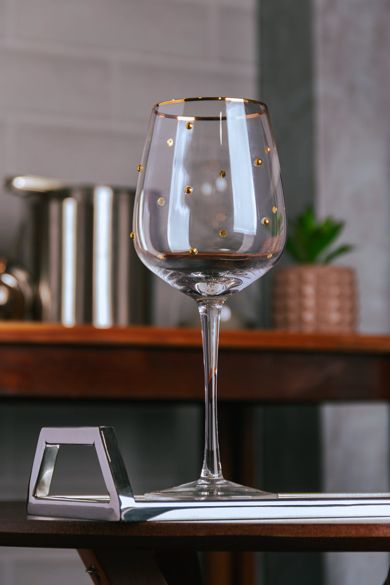 conjunto 2 taças para vinho balls fio de ouro 350ml vidro - wolff