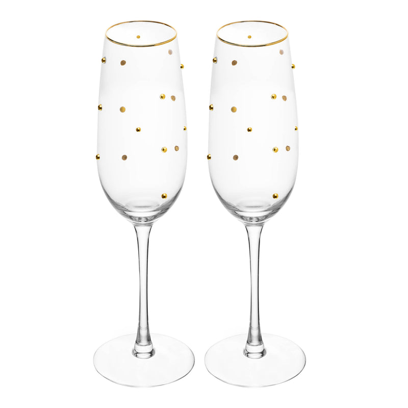 conjunto 2 taças para champanhe balls fio de ouro 220ml vidro