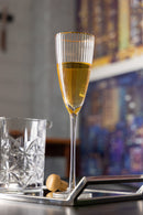 cj 2 taças de vidro p/ champanhe c/borda dourada lines 300ml