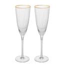 cj 2 taças de vidro p/ champanhe c/borda dourada lines 300ml