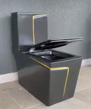 vaso sanitário monobloco black matte com filete dourado