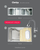 kit gourmet (cuba + misturador + canal equipado 80 cm)