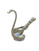 porta colher cisne de metal com 6 colheres prata mod.belle