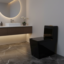 banheiro com vaso sanitario monobloco preto fosco (black matte)