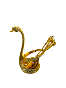 porta colher cisne de metal com 6 colheres dourado mod.amelia
