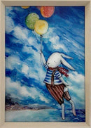 quadro infantil com vidro e moldura - 75x55 cm