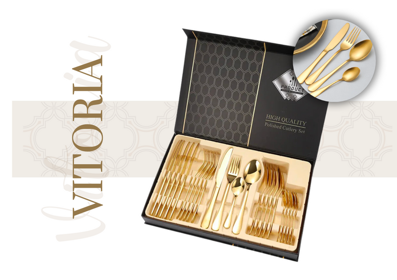 conjunto talher 24 pecas dourado vitoria