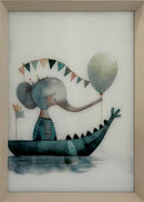 quadro infantil com vidro e moldura - 75x55 cm