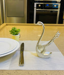 porta colher cisne de metal com 6 colheres prata mod.pauline