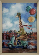 quadro infantil com vidro e moldura - 75x55 cm