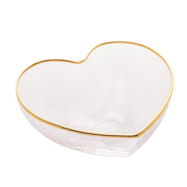 bowl vidro com borda dourada heart  9x8x4cm