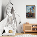 quadro infantil com vidro e moldura - 75x55 cm