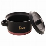 mini caçarola de cerâmica love preto  matt/rosa