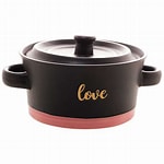 mini caçarola de cerâmica love preto  matt/rosa