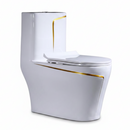 vaso sanitario monobloco branco com dourado - vista lateral