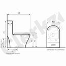 desenho tecnico e medidas do vaso sanitario monobloco preto