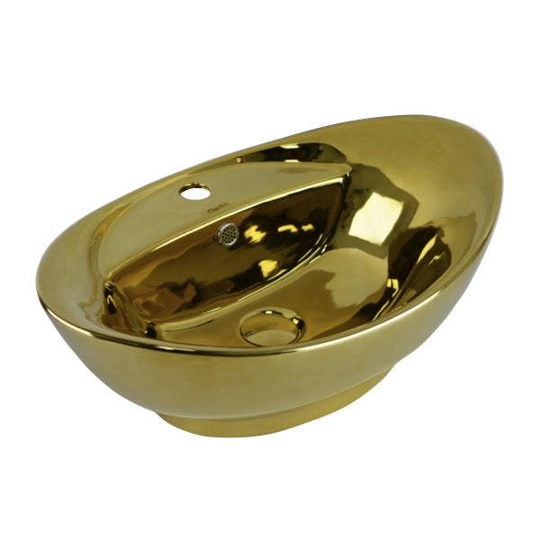 cuba de cerâmica com efeito metalizado dourado