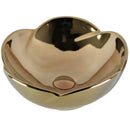 cuba de cerâmica em formato de flor metalizada rosê gold