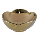 cuba de cerâmica em formato de flor metalizada rosê gold