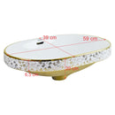 cuba de sobrepor de cerâmica branca com detalhes dourado