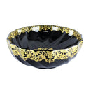 cuba de cerâmica preta com detalhes dourados