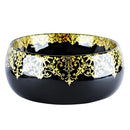 cuba de cerâmica preta com detalhes dourado