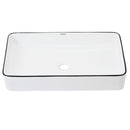 cuba de cerâmica branca com detalhe preto