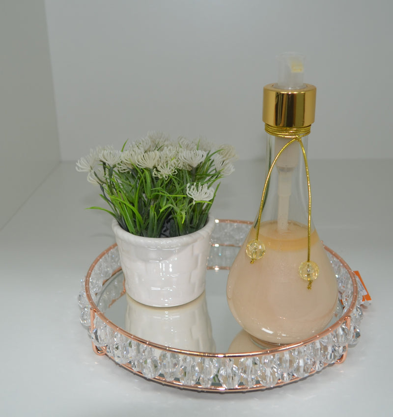 bandeja artesanalle cristal duplo- rosê gold- 20cm
