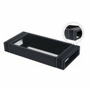 bandeja mdf carbono com detalhe em couro - 31,5x15x4 cm