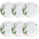 jogo de prato raso jardim secreto- 6 peças