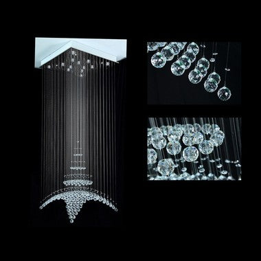lustre de cristal e inox formato torre eiffel