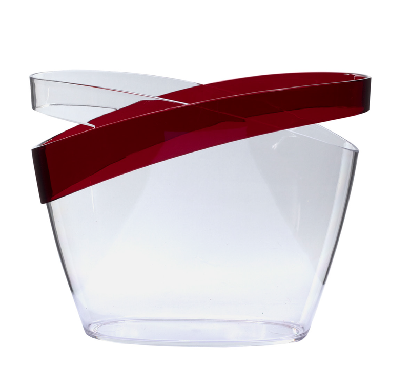 champanheira de acrilico transparente com borda vermelha 5l
