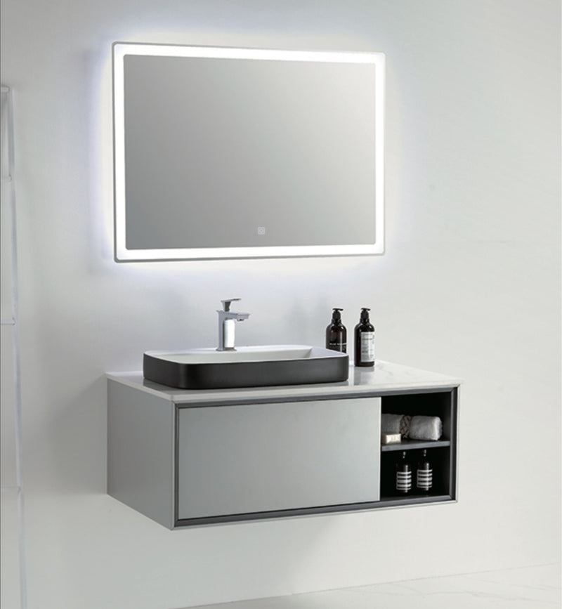 kit lavatório com espelho em led