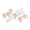 conjunto 6 anéis de aço para guardanapos espiral rose wolff