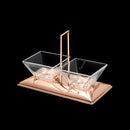 petisqueira dupla de vidro e aço inox torcello rose- 25x14x17,50cm