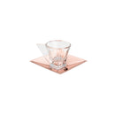 conjunto 6 xícaras de vidro p/ chá com pires veneza rose gold- 180ml
