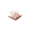 conjunto 6 xícaras de vidro p/ chá com pires veneza rose gold- 180ml