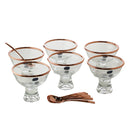 conjunto 6 bowls de vidro para sobremesa com colher vera rose