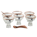 conjunto 6 bowls de vidro para sobremesa com colher vera rose