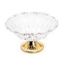 centro de mesa de vidro c/pe de aco louise dourado 34,5x20cm