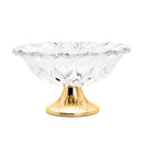 centro de mesa de vidro c/pe de aco louise dourado 34,5x20cm