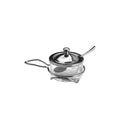 queijeira de vidro com tampa e colher de aço black- 16x10cm