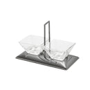 petisqueira dupla de vidro e aço inox torcello black- 25x14x17,50cm