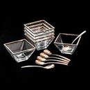 conjunto 6 bowls de vidro c/6 colheres e aro rose torcello