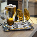 bandeja wings marmorizado preto - dourado 30x40 cm