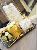 bandeja wings marmorizado preto - dourado 30x40 cm