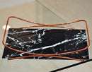 bandeja wings marmorizado preto -  rosê gold 30x40 cm