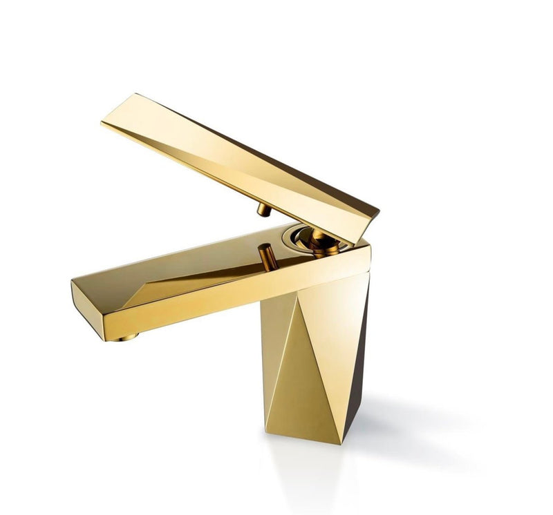 misturador monocomando dourado lavatório