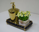 bandeja artesanalle pérola dupla preta - gold 10x20 cm